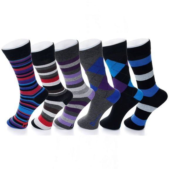 Alpine Swiss Mens Multi Pack Cotton Dress Socks Mid Calf Argyle Pattern Solids