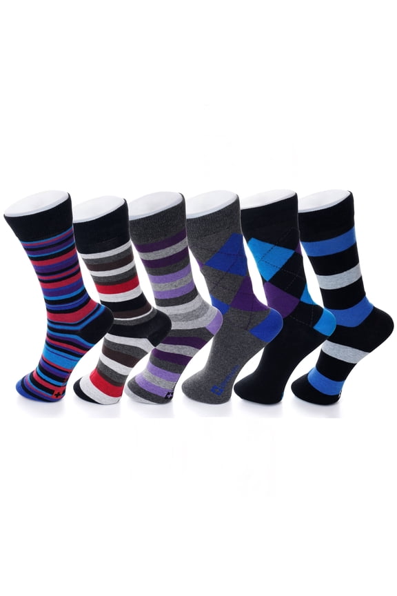 Mens Multi Pack Cotton Dress Socks Mid Calf Argyle Pattern Solids