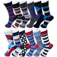 thumbnail image 1 of Alpine Swiss Mens Multi Pack Cotton Dress Socks Mid Calf Argyle Pattern Solids, 1 of 3