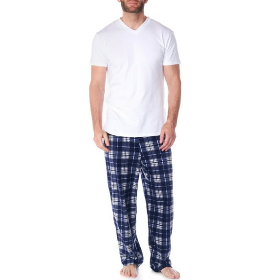 Alpine Swiss Mens Pajama Set Cotton Top Flannel Fleece Pants PJ Lounge Sleepwear