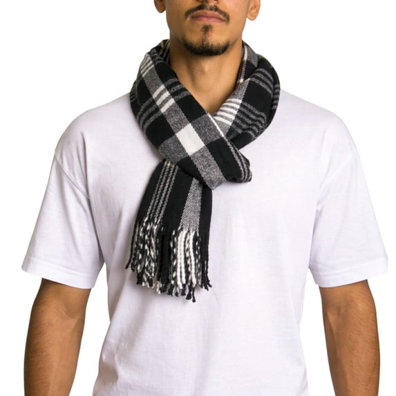 Alpine Swiss Mens Scarf Soft Knit Winter Scarves Plaid Striped or Solid Neck Covering Long Warm Stylish