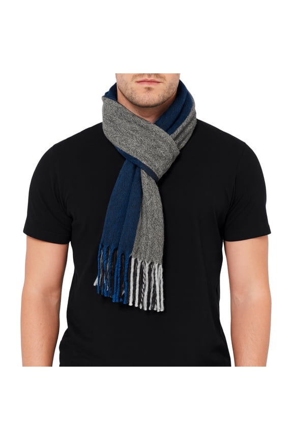 Mens Scarf Soft Knit Winter Scarves Plaid Striped or Solid Neck Covering Long Warm Stylish