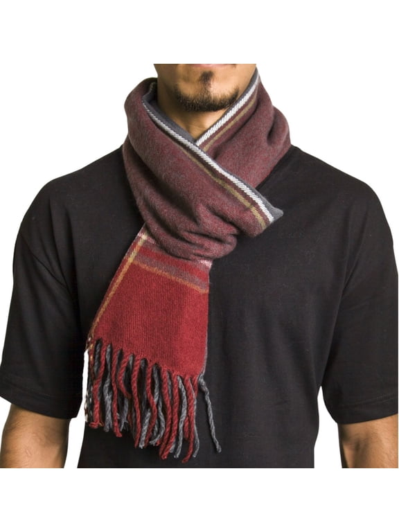 Mens Scarf Soft Knit Winter Scarves Plaid Striped or Solid Neck Covering Long Warm Stylish