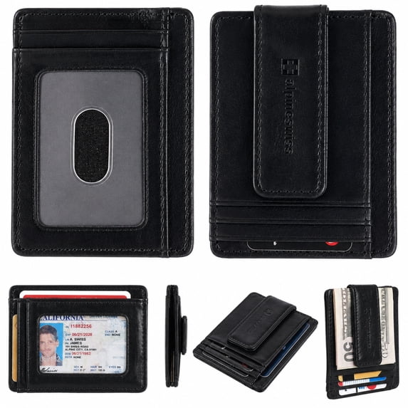 Alpine Swiss Mens RFID Safe Magnetic Money Clip Wallet Slim Front Pocket Wallet