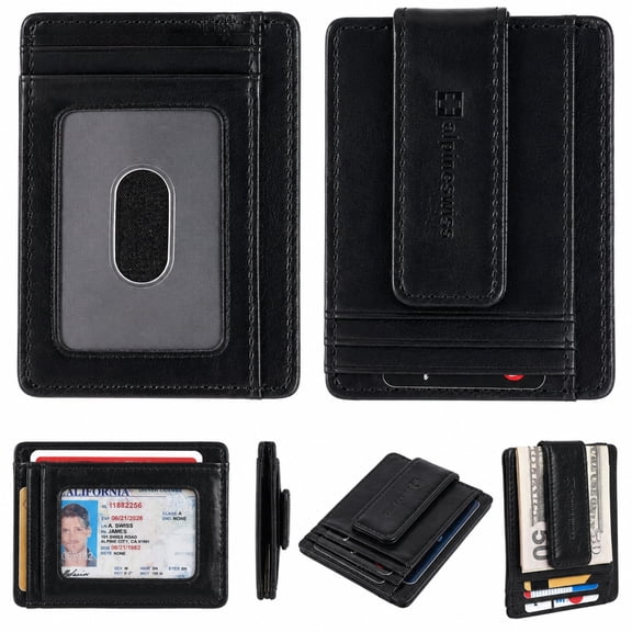 Alpine Swiss Mens RFID Safe Magnetic Money Clip Wallet Slim Front Pocket Wallet