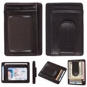 Mens RFID Money Clip Leather Minimalist Wallet Card Case ID Window