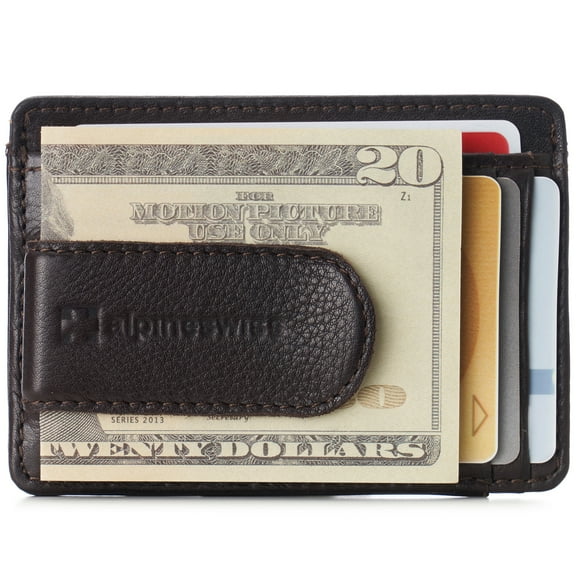 Alpine Swiss Mens RFID Money Clip Leather Minimalist Wallet Card Case ID Window