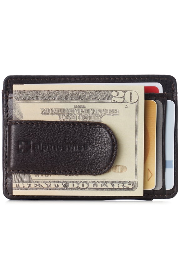 Mens RFID Money Clip Leather Minimalist Wallet Card Case ID Window