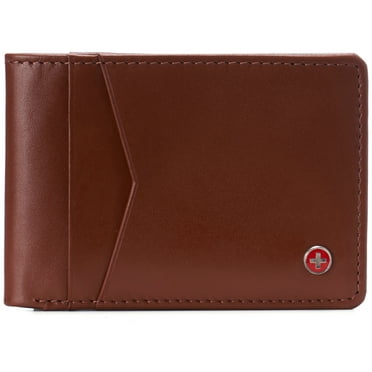 Alpine Swiss Mens RFID Protected Slimfold Wallet Slim Leather Bifold ID Window