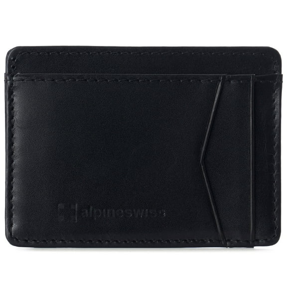 Alpine Swiss Men RFID Safe Minimalist Front Pocket Wallet Leather Thin Card Case