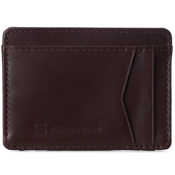 Alpine Swiss Men RFID Safe Minimalist Front Pocket Wallet Leather Thin Card Case