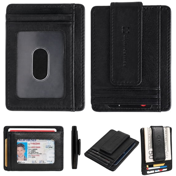 Alpine Swiss Mens RFID Safe Magnetic Money Clip Wallet Slim Front Pocket Wallet