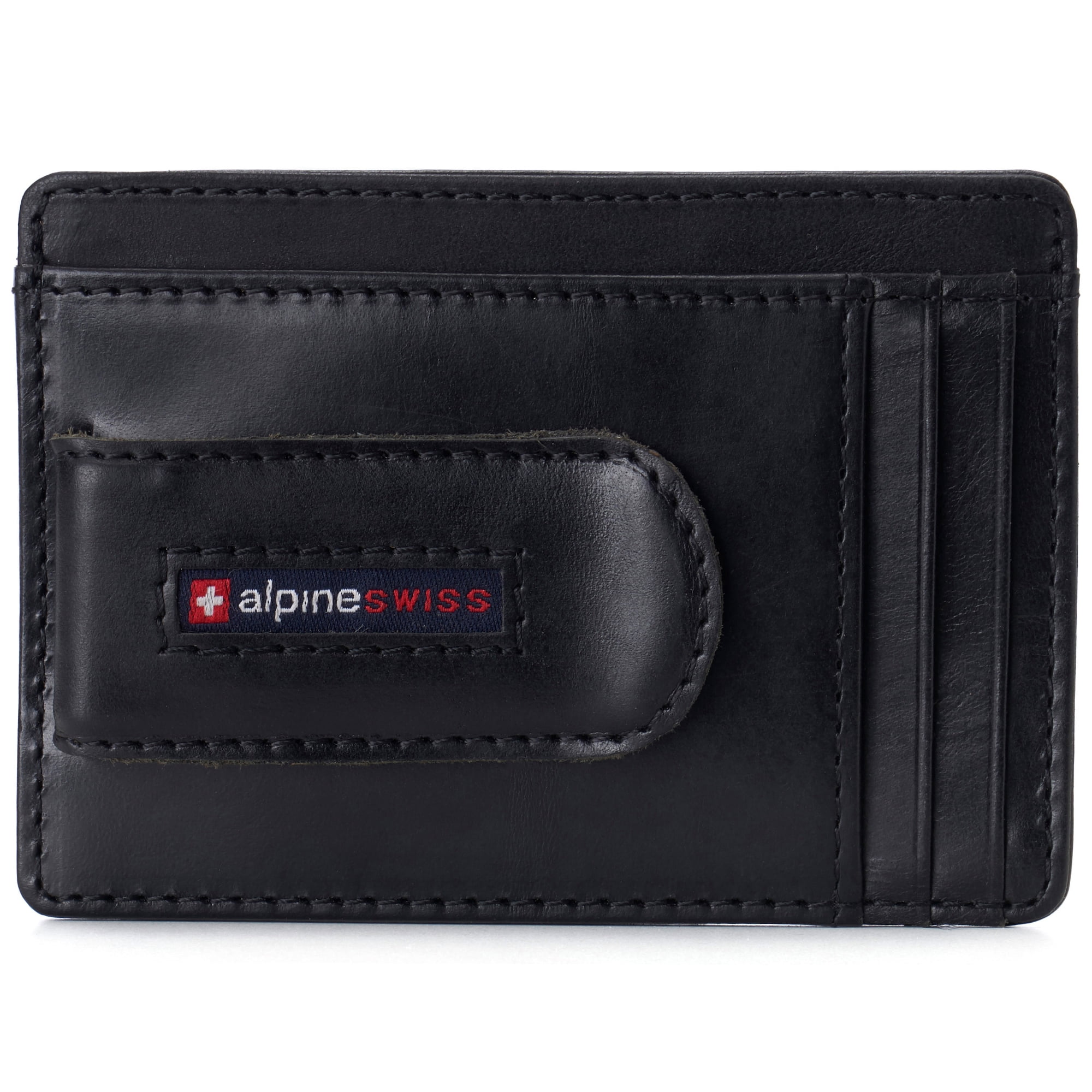 Alpine Swiss Genuine Leather RFID Safe Minimalist Money Clip Wallet, ID ...