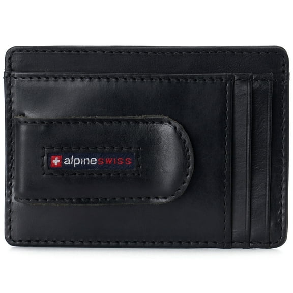 Alpine Swiss Mens RFID Money Clip Leather Minimalist Wallet Card Case ID Window