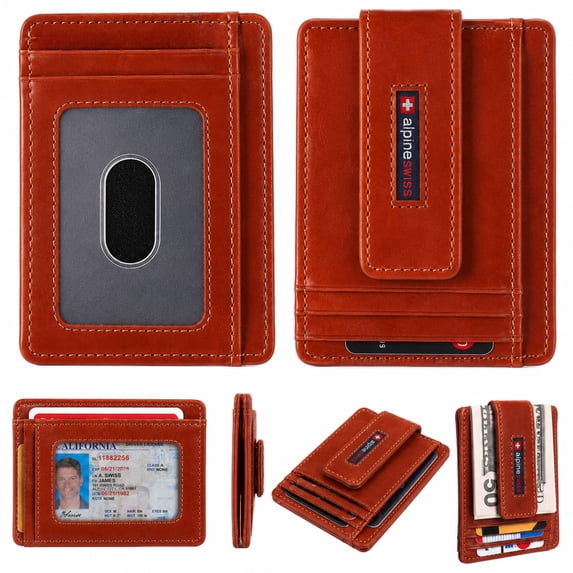 Alpine Swiss Mens RFID Safe Magnetic Money Clip Wallet Slim Front Pocket Wallet