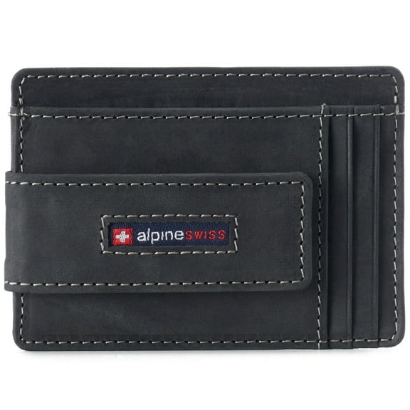 Alpine Swiss Mens RFID Safe Magnetic Money Clip Wallet Slim Front Pocket Wallet