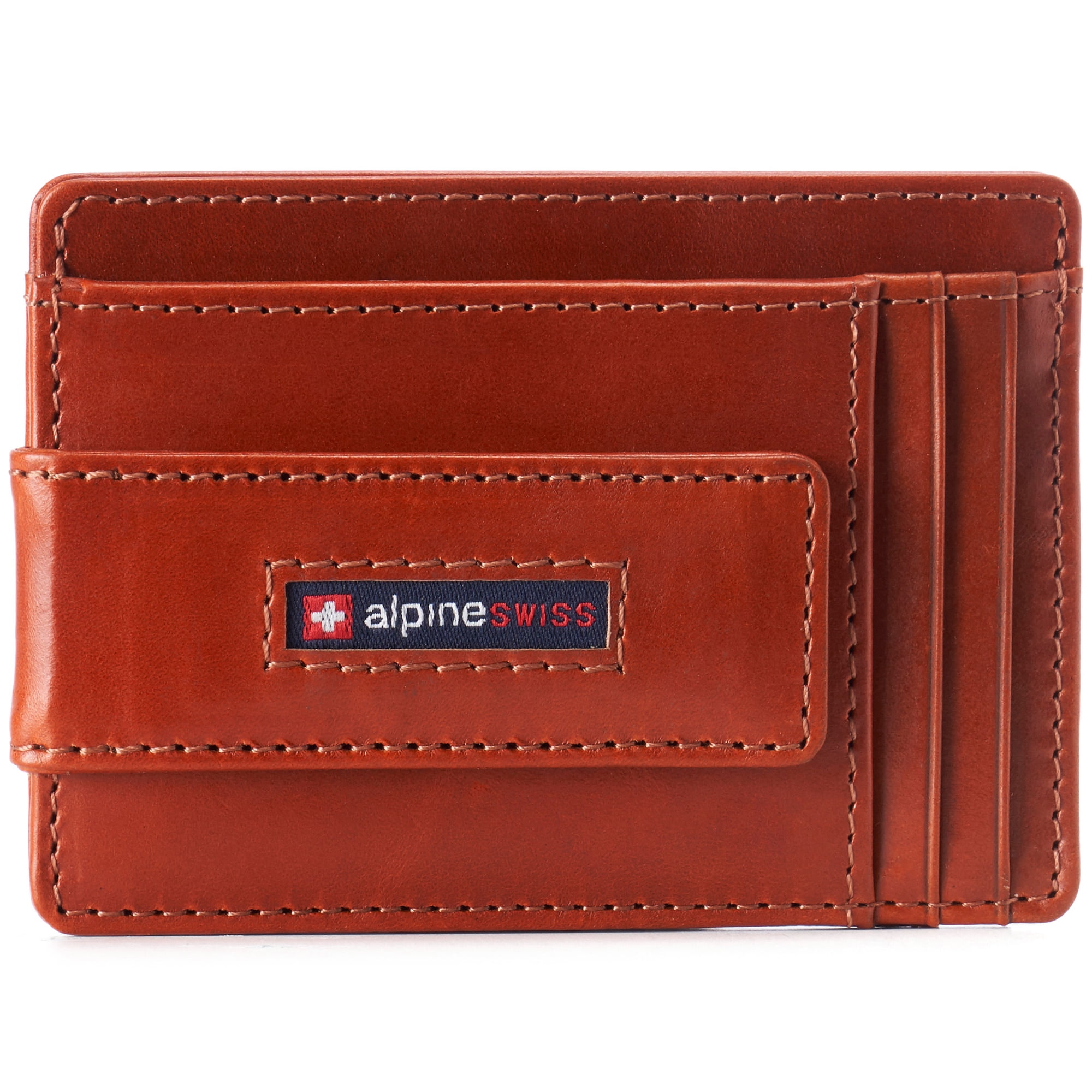 Alpine Swiss Mens RFID Safe Slim Money Clip Leather Front Pocket Wallet