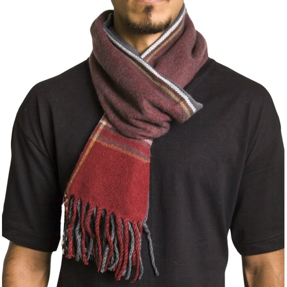 Alpine Swiss Mens Scarf Soft Knit Winter Scarves Plaid Striped or Solid Neck Covering Long Warm Stylish