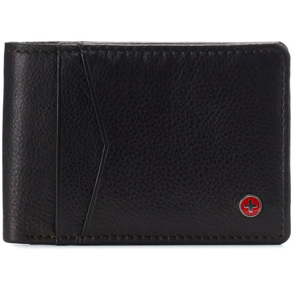 Alpine Swiss Delaney Slim Bifold Wallet | Front Pocket Wallet | 8 Card Slots ID Window | Outside Card Slot| RFID Protected Premium Leather | Gift Box