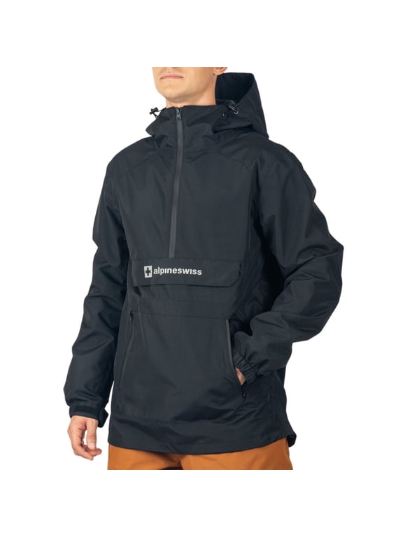 Mens Snowboard Jacket 10K Waterproof Hooded Ski Shell Anorak Windproof Pullover Winter Sport Coat BLK 2XL