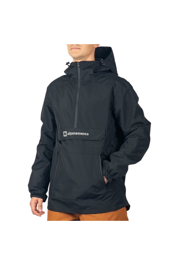 Mens Snowboard Jacket 10K Waterproof Hooded Ski Shell Anorak Windproof Pullover Winter Sport Coat BLK MED