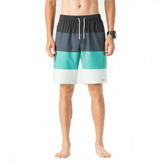 Alpine Swiss Mens Swim Shorts Beach Trunks Boardshorts Volley Shorts Quick Dry Swimwear Gray Green BoardShort XL