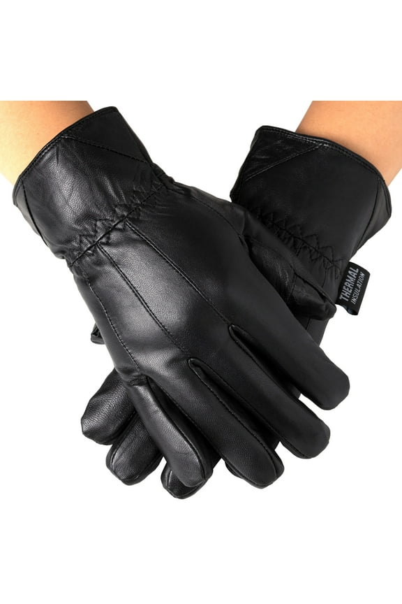 Mens Touch Screen Gloves Leather Thermal Lined Phone Texting Gloves