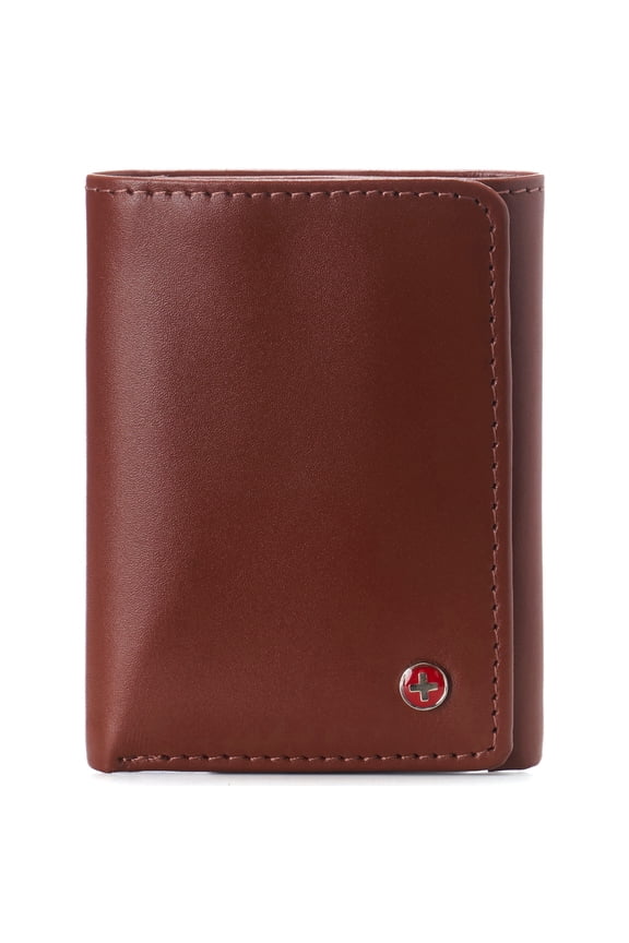 Mens Trifold Wallet RFID Blocking Genuine Leather Bifold ID Window