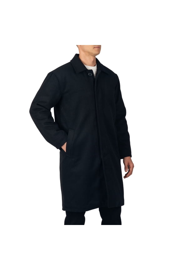 Mens Zach Knee Length Jacket Top Coat Trench Wool Blend Overcoat