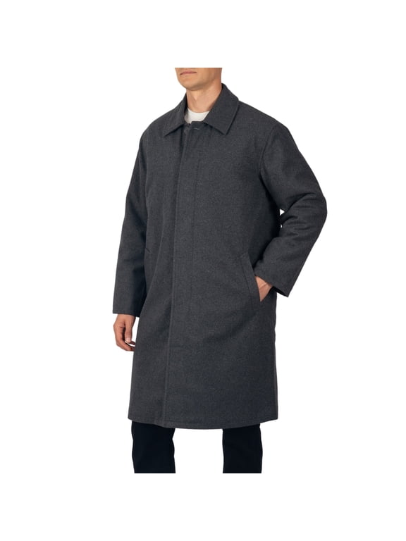 Mens Zach Knee Length Jacket Top Coat Trench Wool Blend Overcoat