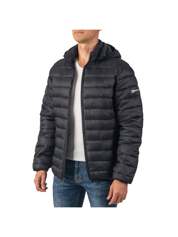Men’s Lightweight Puffer Jacket with Removable Hood | Milo Winter Coat Packable Water-Resistant Down Alternative Bubble Jacket