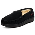 thumbnail image 1 of Alpine Swiss Moccasin Slipper Genuine Suede and Faux Shearling Lining, Black, Men, 1 of 9