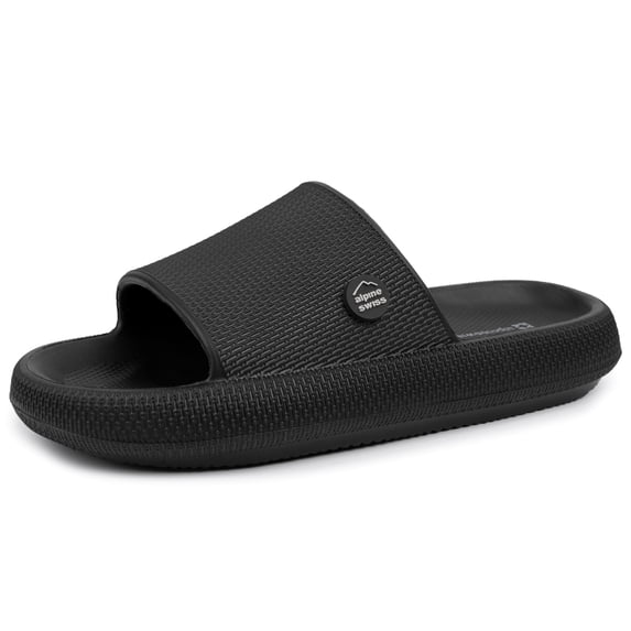 Alpine Swiss Omar Mens Slides Pillow Slippers Ultra Cushioned Cloud Slide Sandal