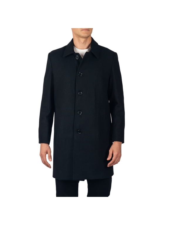 Orson Mens Wool Blend Top Coat Winter Car Coat Long Tailored Jacket