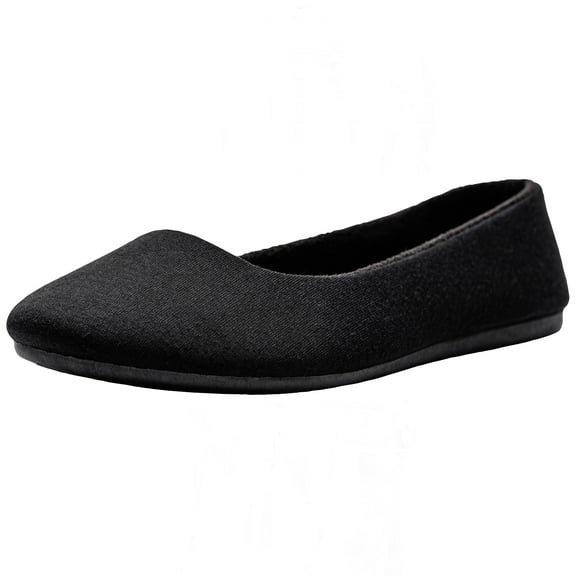 Alpine Swiss Pierina Womens Ballet Flats Round Toe Slip On Comfortable Shoes, Jersey Black