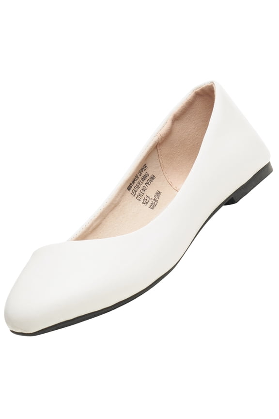 Pierina Womens Ballet Flats Round Toe Slip On Comfortable Shoes, White