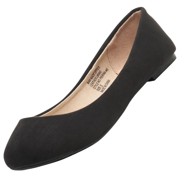 Alpine Swiss Pierina Womens Ballet Flats Round Toe Slip On Comfortable Shoes, Microsuede Black