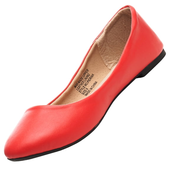 Alpine Swiss Pierina Womens Ballet Flats Round Toe Slip On Comfortable Shoes, Red