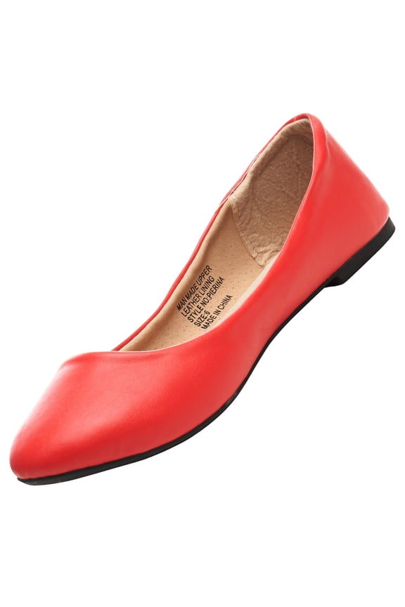 Pierina Womens Ballet Flats Round Toe Slip On Comfortable Shoes, Red