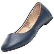 Alpine Swiss Pierina Womens Ballet Flats Round Toe Slip On Comfortable Shoes, Navy