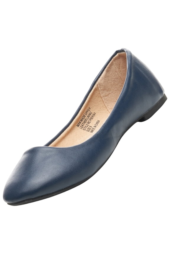 Pierina Womens Ballet Flats Round Toe Slip On Comfortable Shoes, Navy
