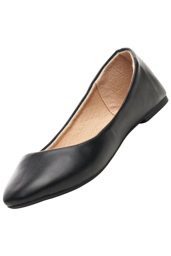 Pierina Womens Ballet Flats Round Toe Slip On Comfortable Shoes, Black