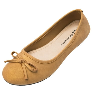 Alpine Swiss Polly Womens Bow Ballet Flats Round Toe Slip On Comfortable Shoes