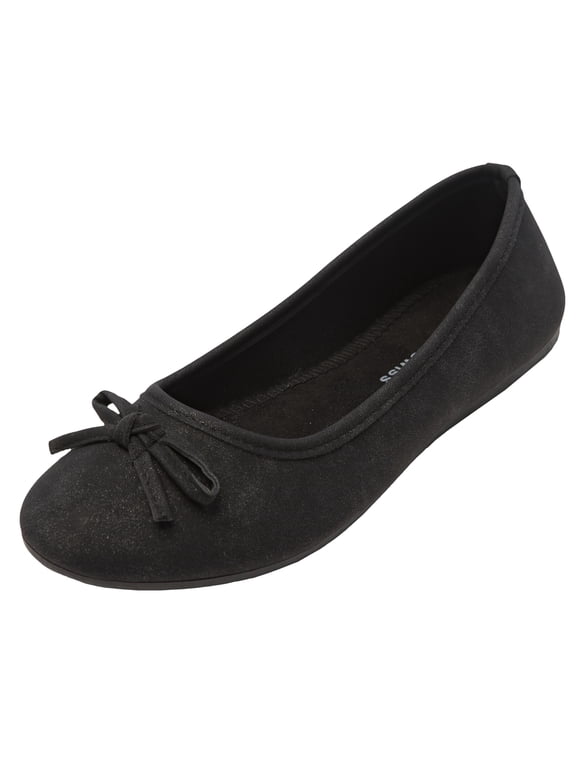 Polly Womens Ballet Flats RUNS SMALL Vegan Leather Slip On Round Toe Shoes with Bow Comfortable Cushioned Work Casual Dress Flats