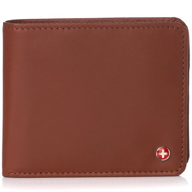 Alpine Swiss RFID Mens Wallet Deluxe Capacity Passcase Bifold Two Bill Sections