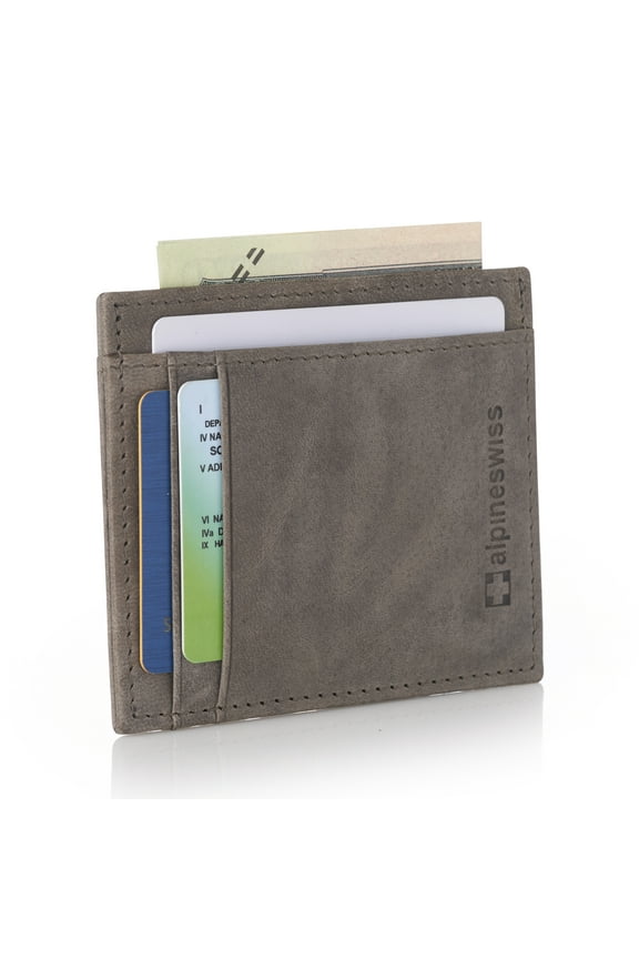 Mens RFID Wallet | Slim Minimalist Front Pocket ID Card Case | Genuine Leather | 4 Card Slots | RFID Blocking