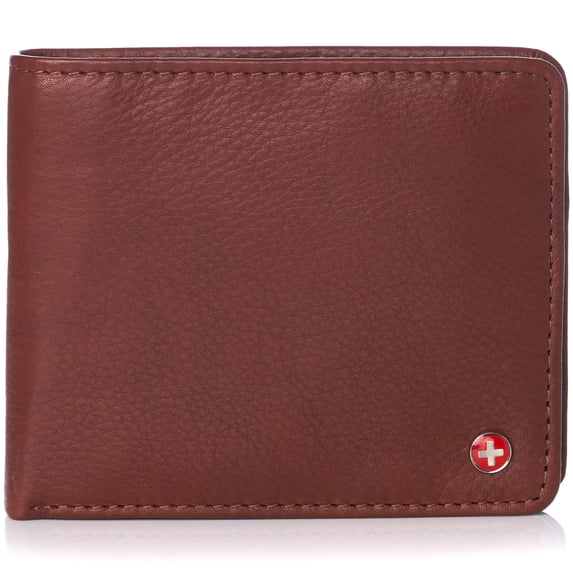 Alpine Swiss RFID Safe Mens Leather Wallet Deluxe Capacity Coin Pocket Bifold