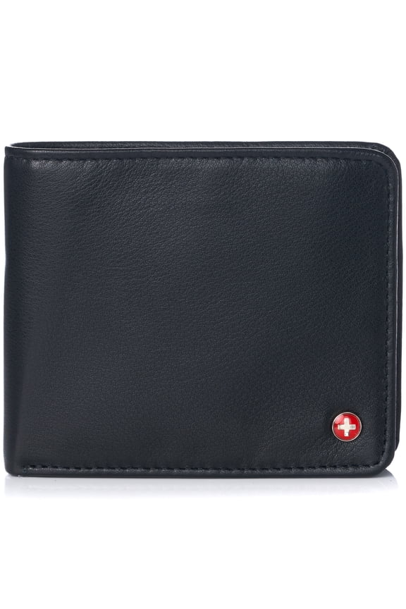 RFID Safe Mens Leather Wallet Deluxe Capacity Coin Pocket Bifold