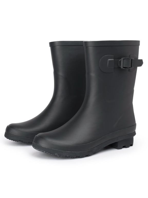 Reya Womens Waterproof Tall Rain Boots Non-Slip Rubber Mid Calf Garden Shoes