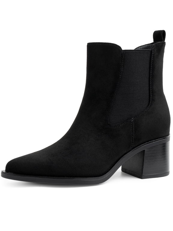 Rita Womens Faux Suede Ankle Boots Pointed Toe Block Heel Chelsea Booties